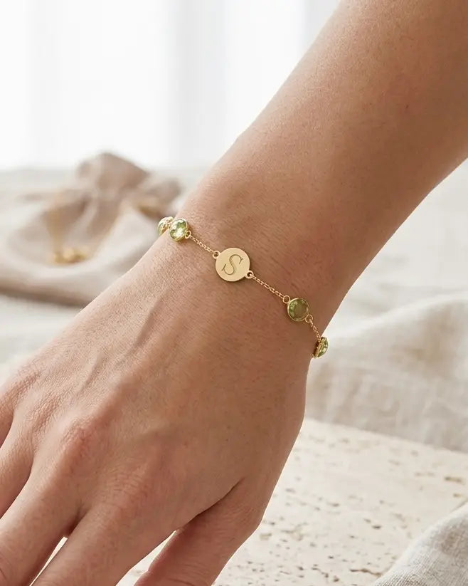 Birthstone Keepsake Initial Bracelet