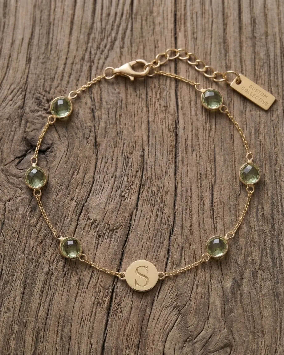 Birthstone Keepsake Initial Bracelet