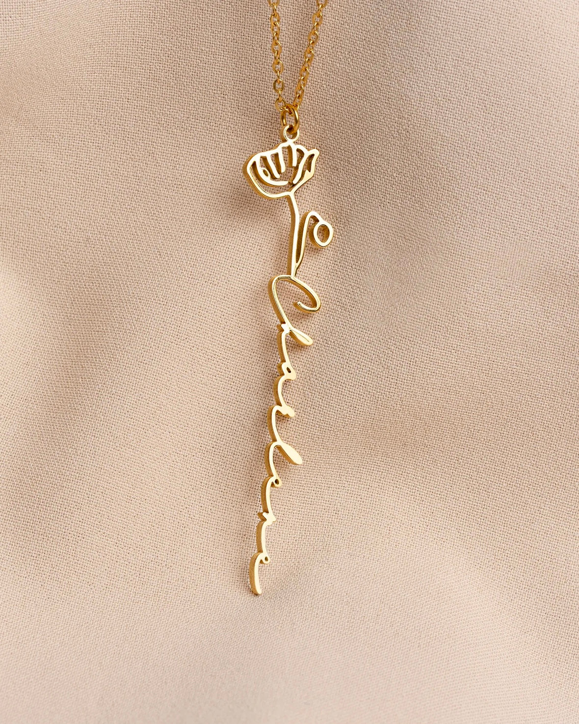 Personalized Name Necklace with Birth Flower