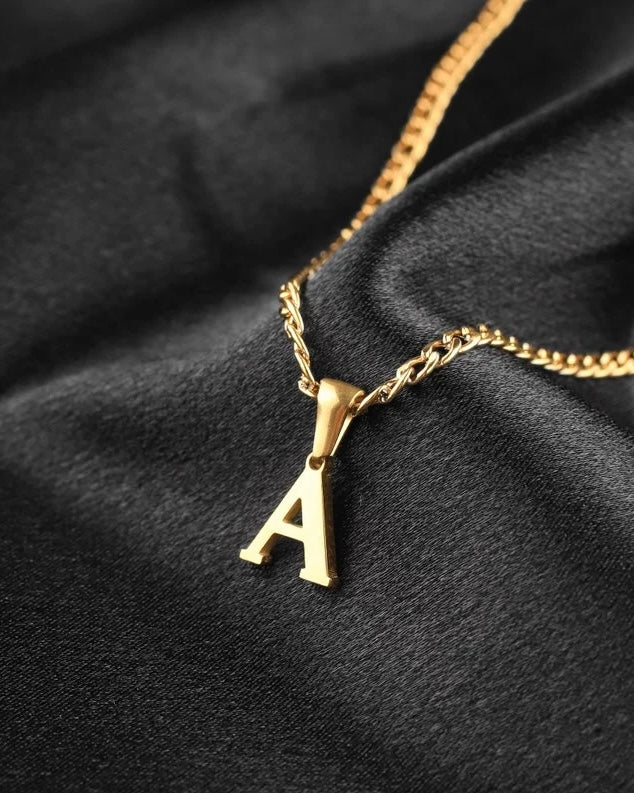 Mens Cuban Initial Necklace