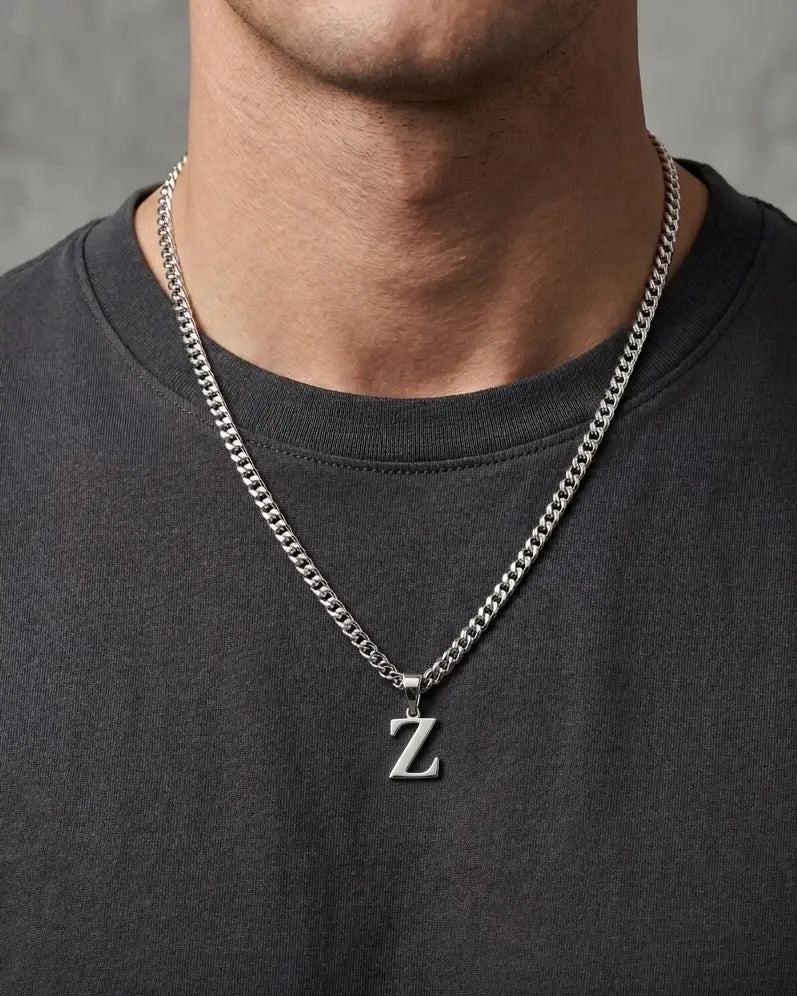 Mens Cuban Initial Necklace