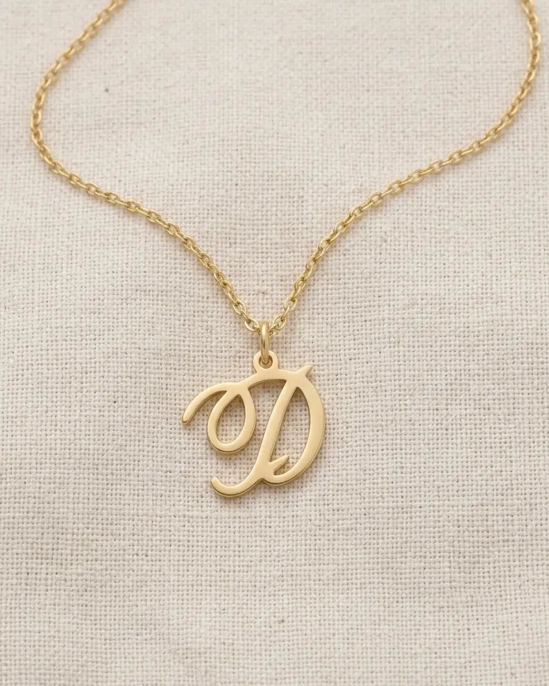 Dainty Initial Script Necklace