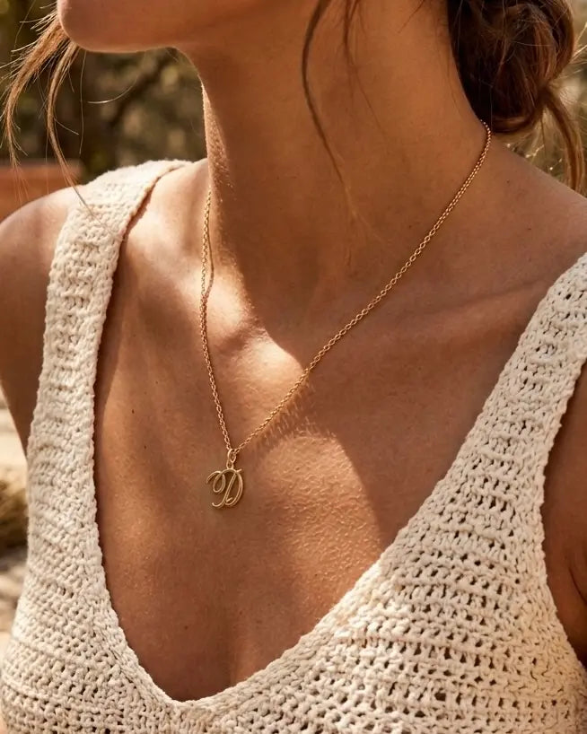 Dainty Initial Script Necklace