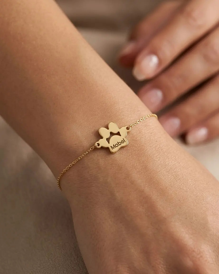 Paw Print Name Bracelet