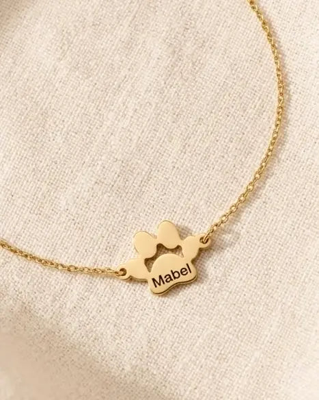 Paw Print Name Bracelet