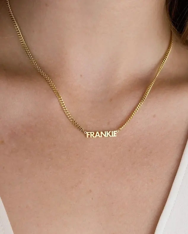 Personalized Name Necklace with Curb-Style Chain