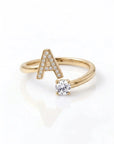 Diamond Initial Ring Adjustable