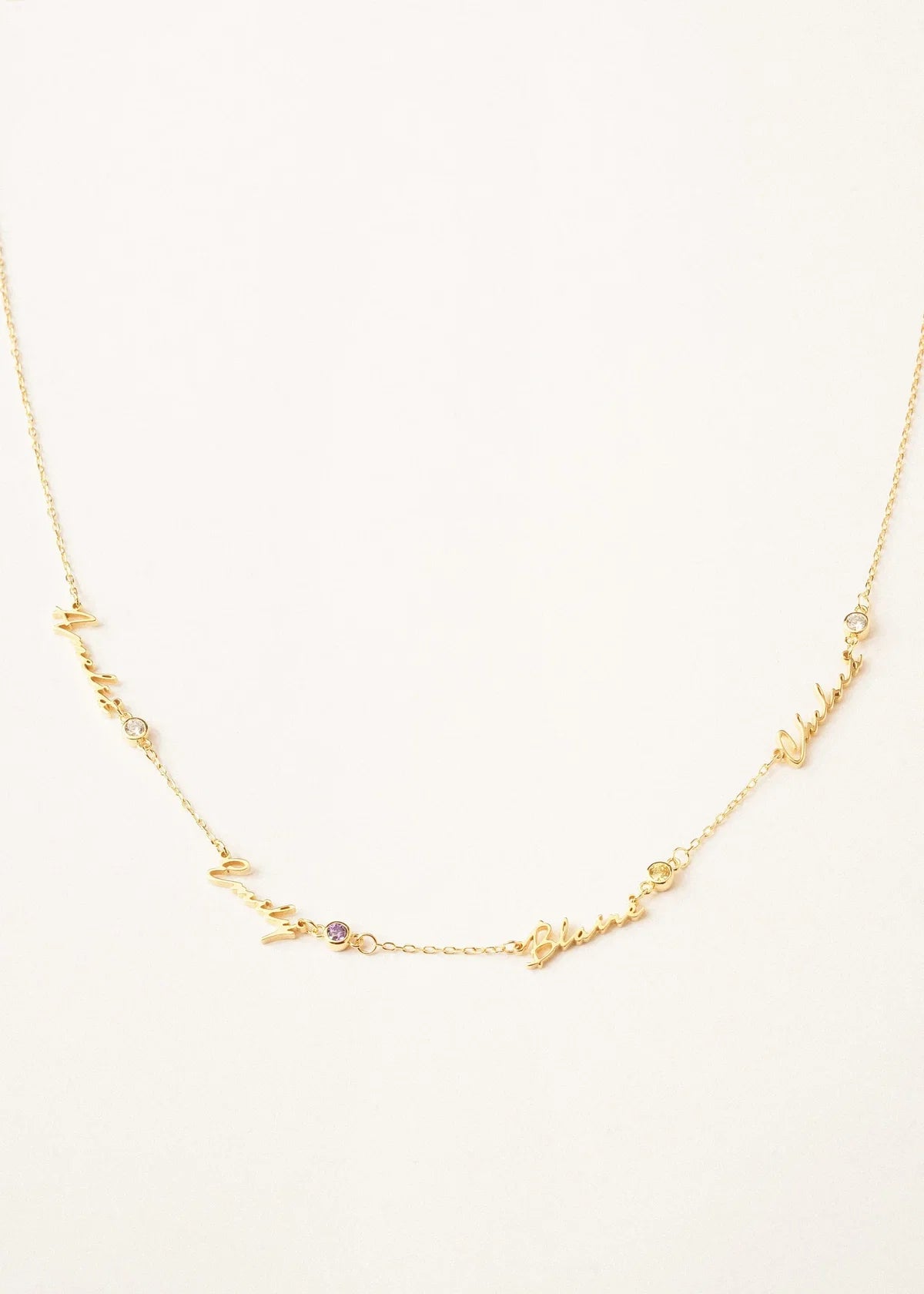 Multiple Name and Birthstone Necklace