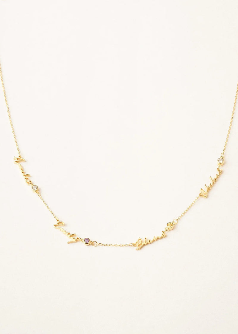 Multiple Name and Birthstone Necklace