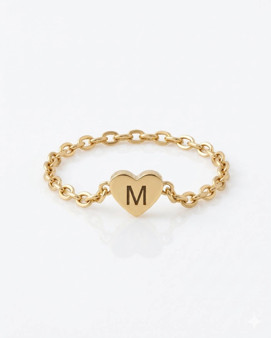 Dainty Heart Initial Chain Ring - CG2792S,CG2793S,CG4355S