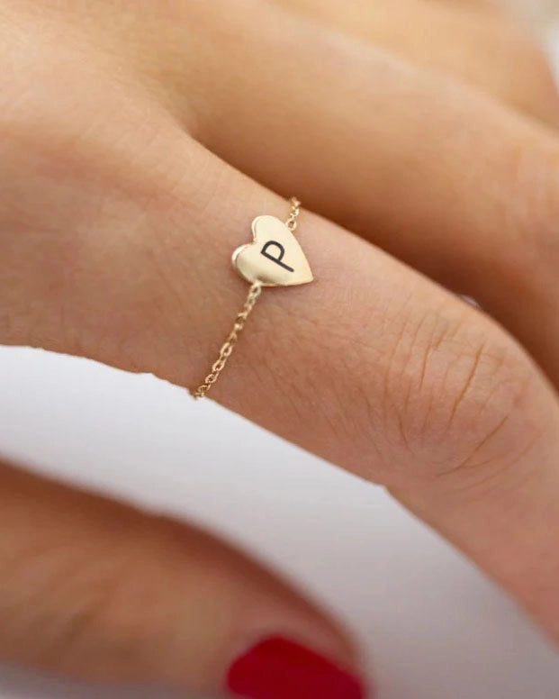 Dainty Heart Initial Chain Ring - CG2792S,CG2793S,CG4355S