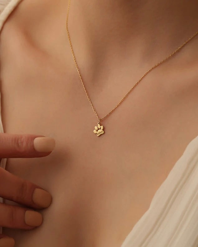 Personalized Paw Print Name Necklace - CG3117S,CG3118S,CG3119S,CG3120S,CG3121S,CG3122S,CG3123S,CG3124S,CG3125S,CG3126S,CG3127S,CG3128S