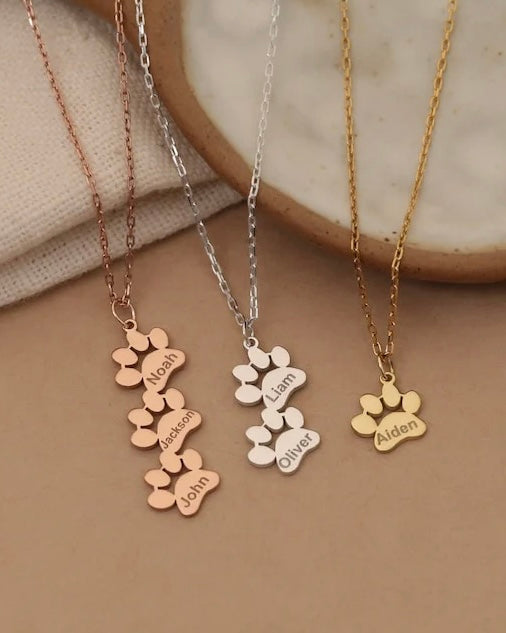 Personalized Paw Print Name Necklace - CG3117S,CG3118S,CG3119S,CG3120S,CG3121S,CG3122S,CG3123S,CG3124S,CG3125S,CG3126S,CG3127S,CG3128S