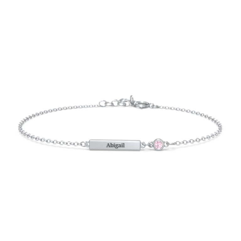 Dainty Engravable Bar Bracelet with Gemstone - CG4327S,CG4328S,CG4329S
