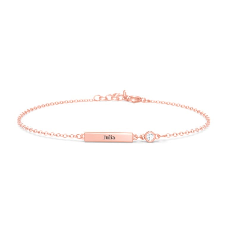Dainty Engravable Bar Bracelet with Gemstone - CG4327S,CG4328S,CG4329S