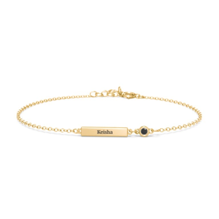 Dainty Engravable Bar Bracelet with Gemstone - CG4327S,CG4328S,CG4329S