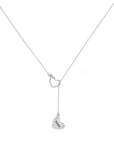 Engraved Double Heart Drop Necklace