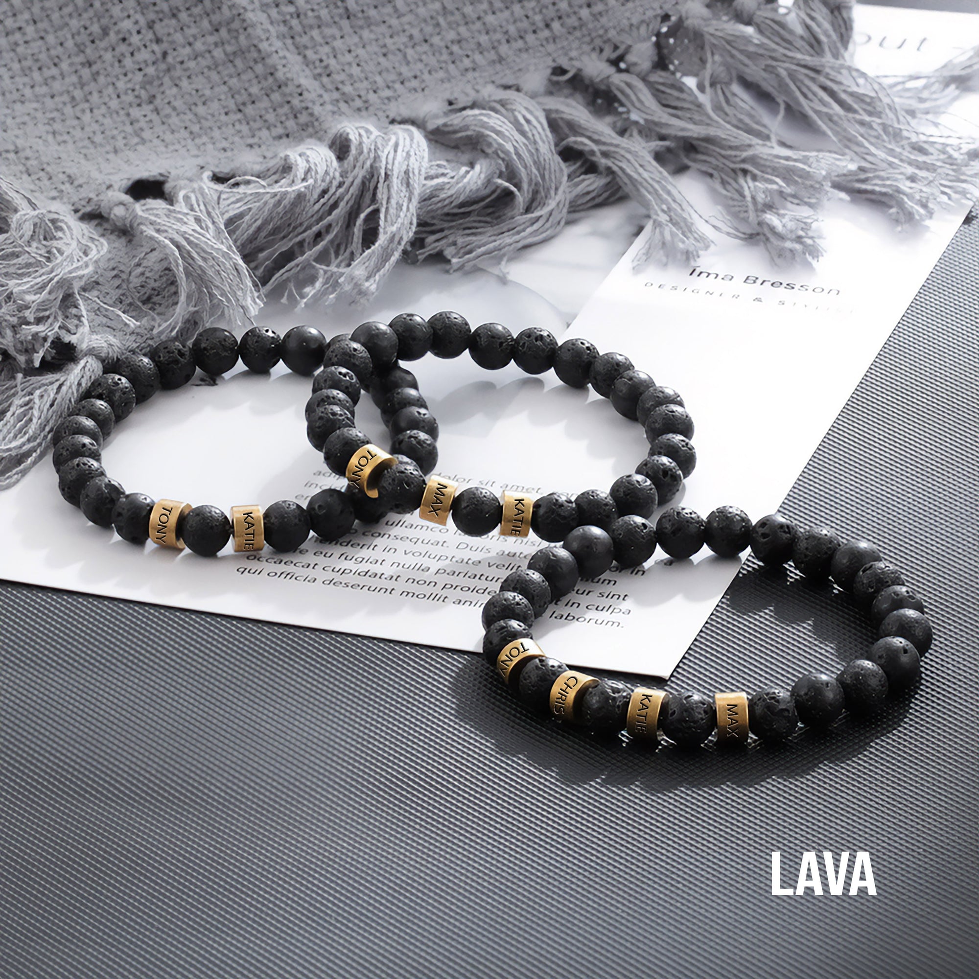 Customized Lava Tiger Eye Stone Beads Bracelet for Men