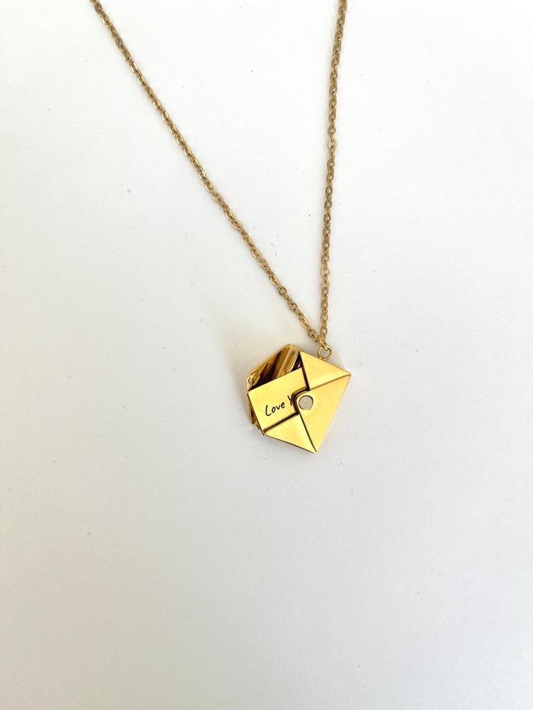 Personalized Envelope Letter Necklace with Real Rose Box - CG4349S