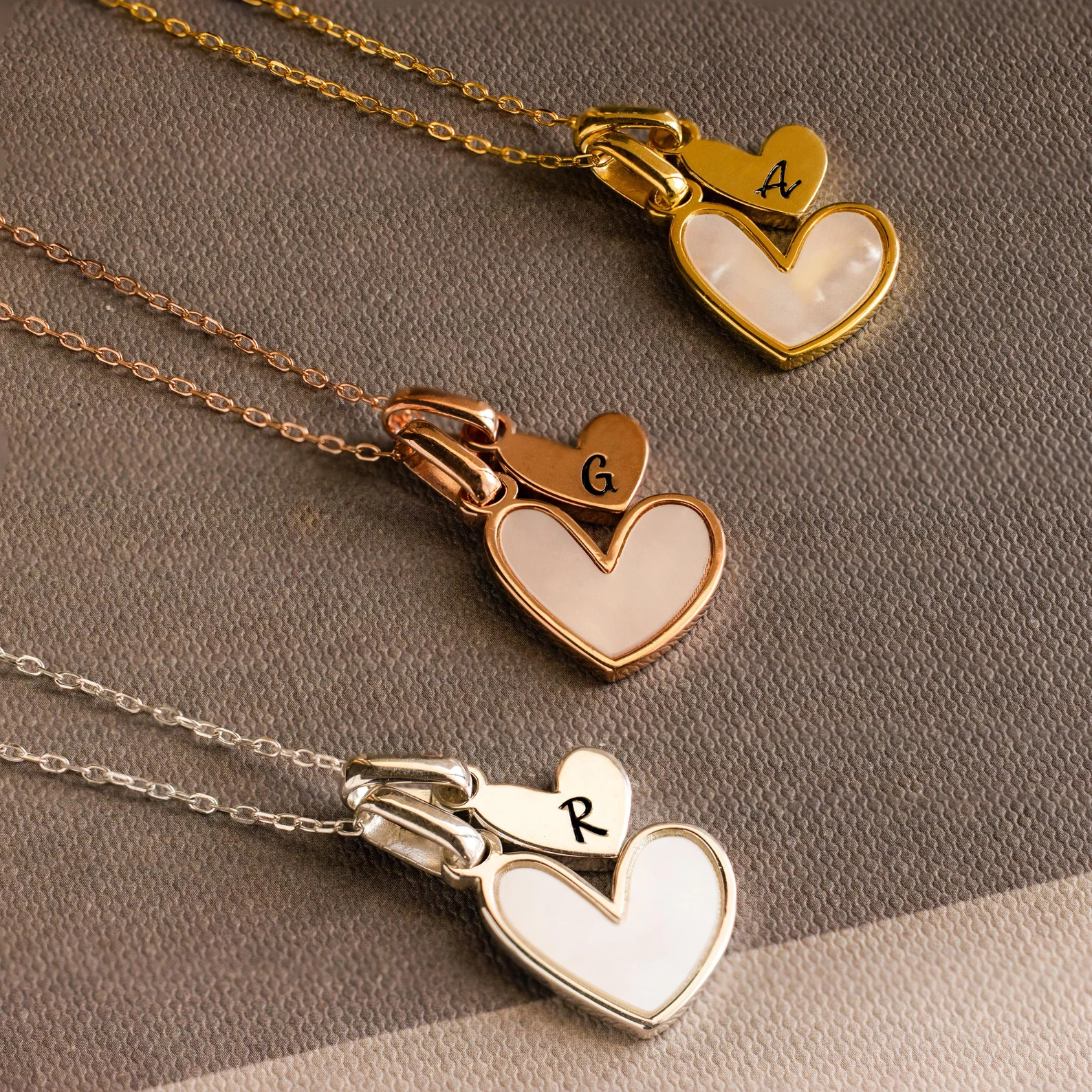 Pearl Initial Heart Necklace - CG3852S,CG3853S,CG3854S