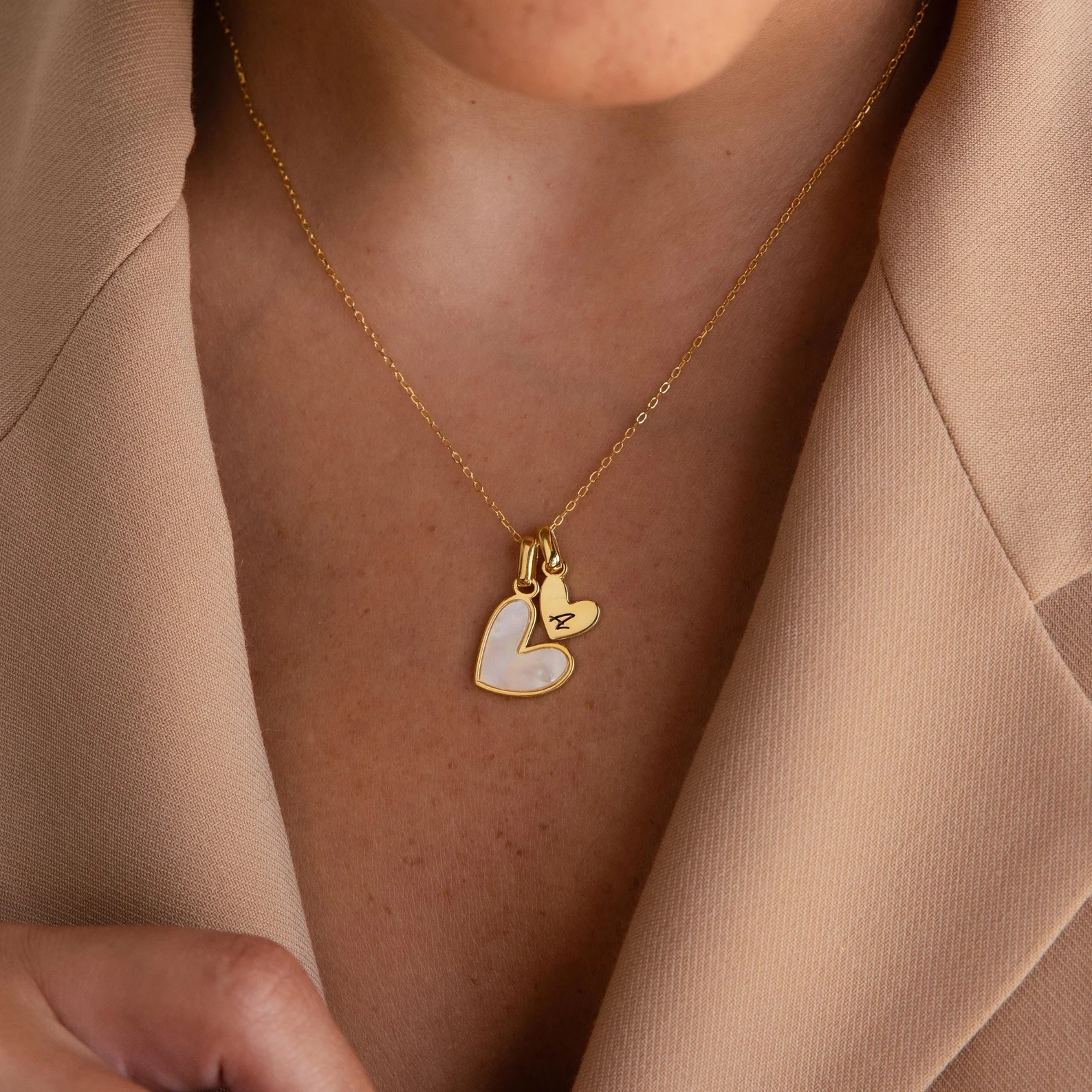 Pearl Initial Heart Necklace - CG3852S,CG3853S,CG3854S