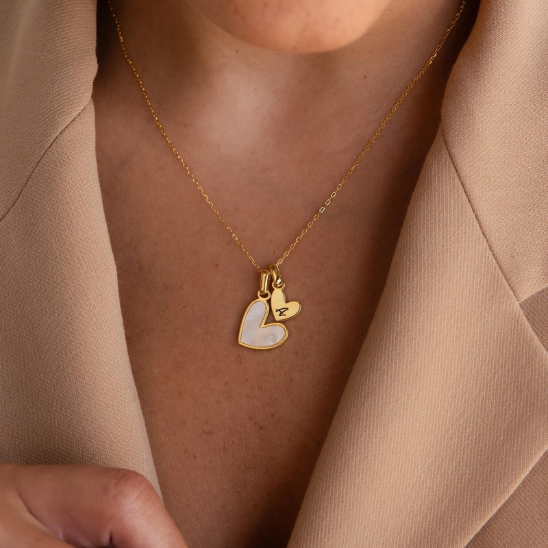 Pearl Initial Heart Necklace - CG3852S,CG3853S,CG3854S