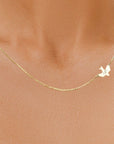 Personalized Dove With Initial Sideways Necklace