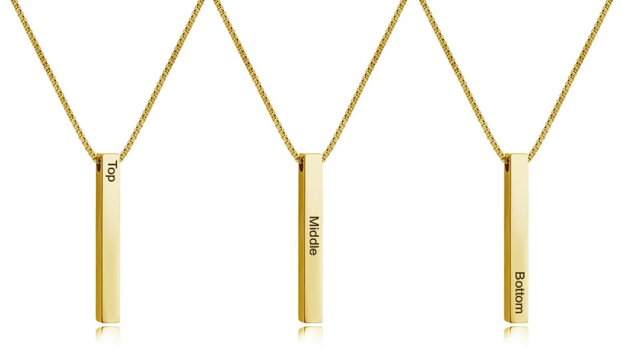 Personalized 3D Bar Necklace - CG1260S,CG1262S,CG1264S