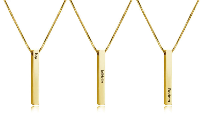 Personalized 3D Bar Necklace - CG1260S,CG1262S,CG1264S