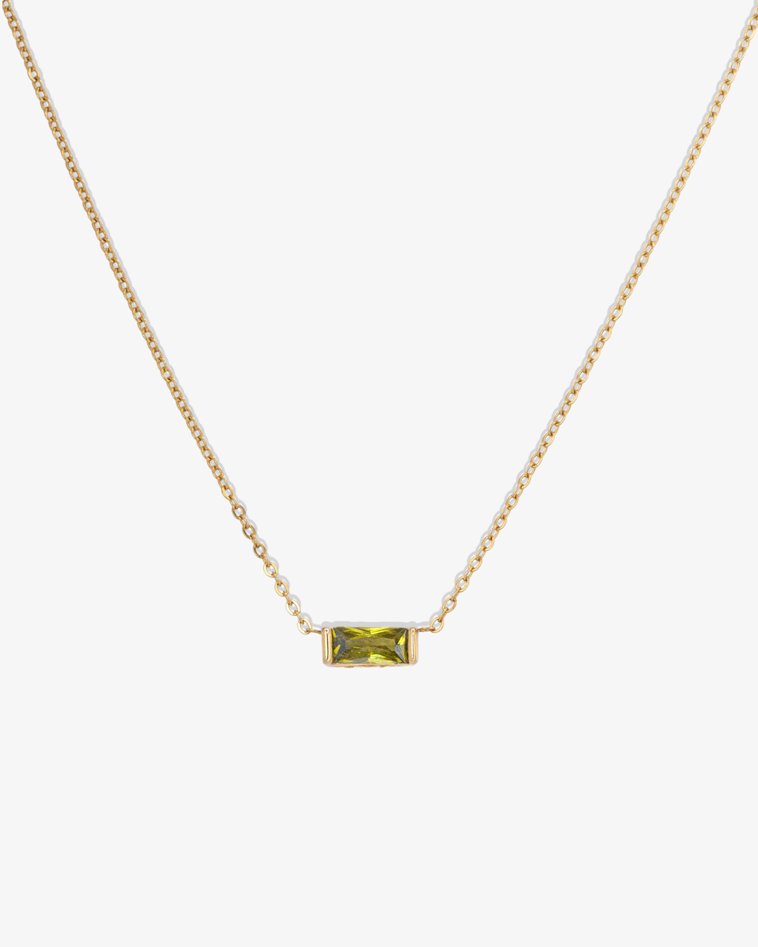 Dainty Baguette Birthstone Necklace