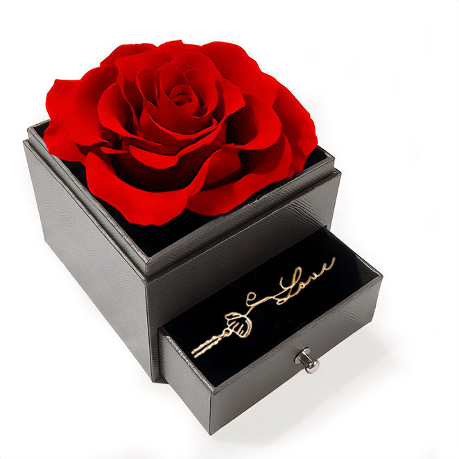 Birth Flower Name Necklace with Eternal Rose Box - CG1257S,CG1258S,CG1259S