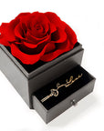 Birth Flower Name Necklace with Eternal Rose Box