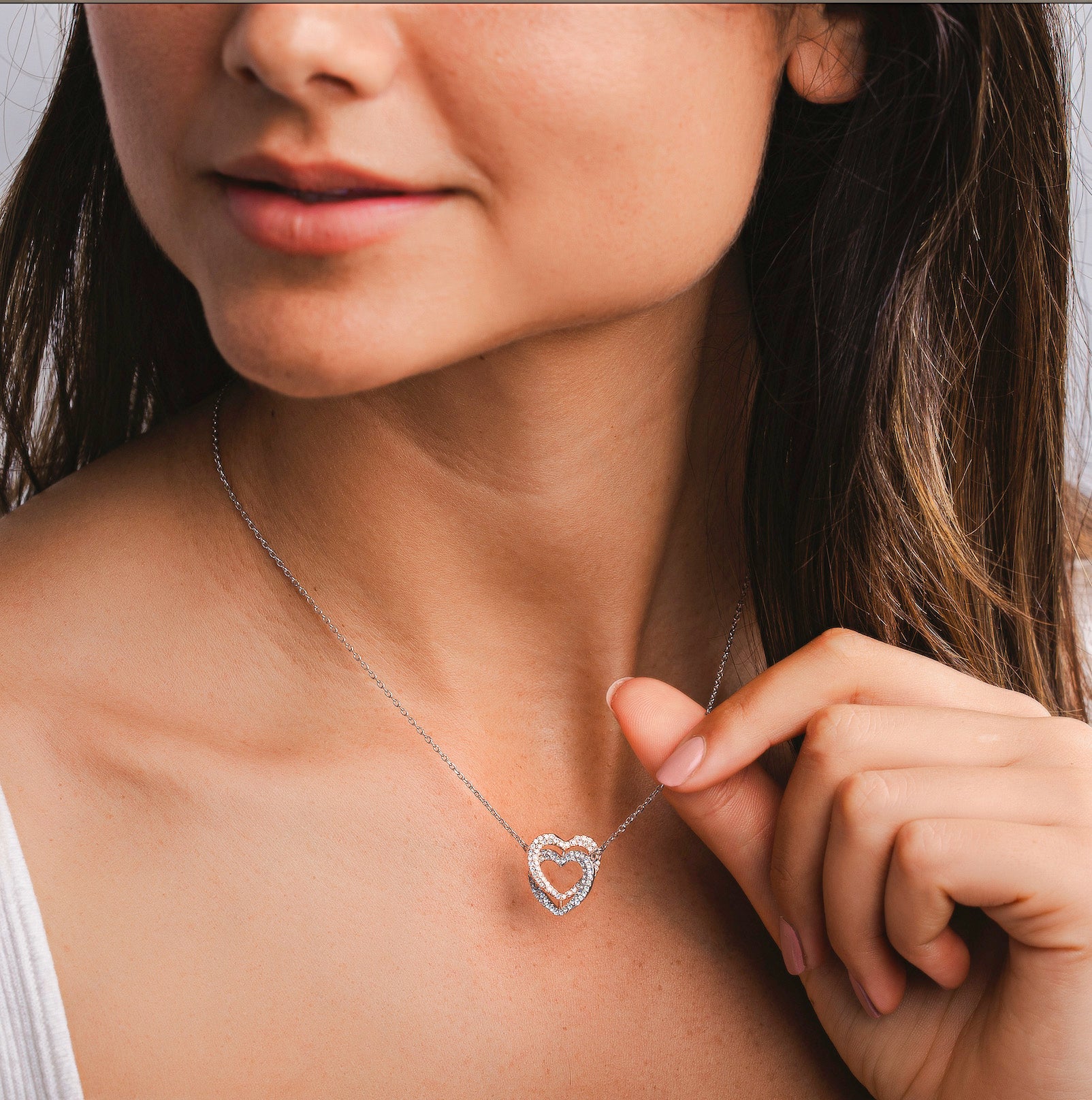 Two Hearts Combined Necklace - CG1622S