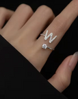 Diamond Initial Ring Adjustable