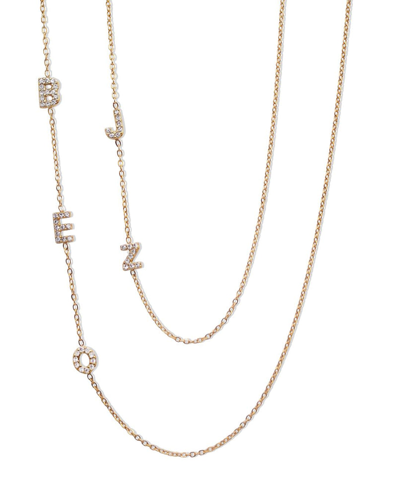 Diamond Sideway Initial Necklace - CG3837S,CG3838S,CG3839S,CG3840S,CG3841S,CG3842S,CG3843S,CG3844S,CG3845S,CG3846S,CG3847S,CG3848S,CG3849S,CG3850S,CG3851S