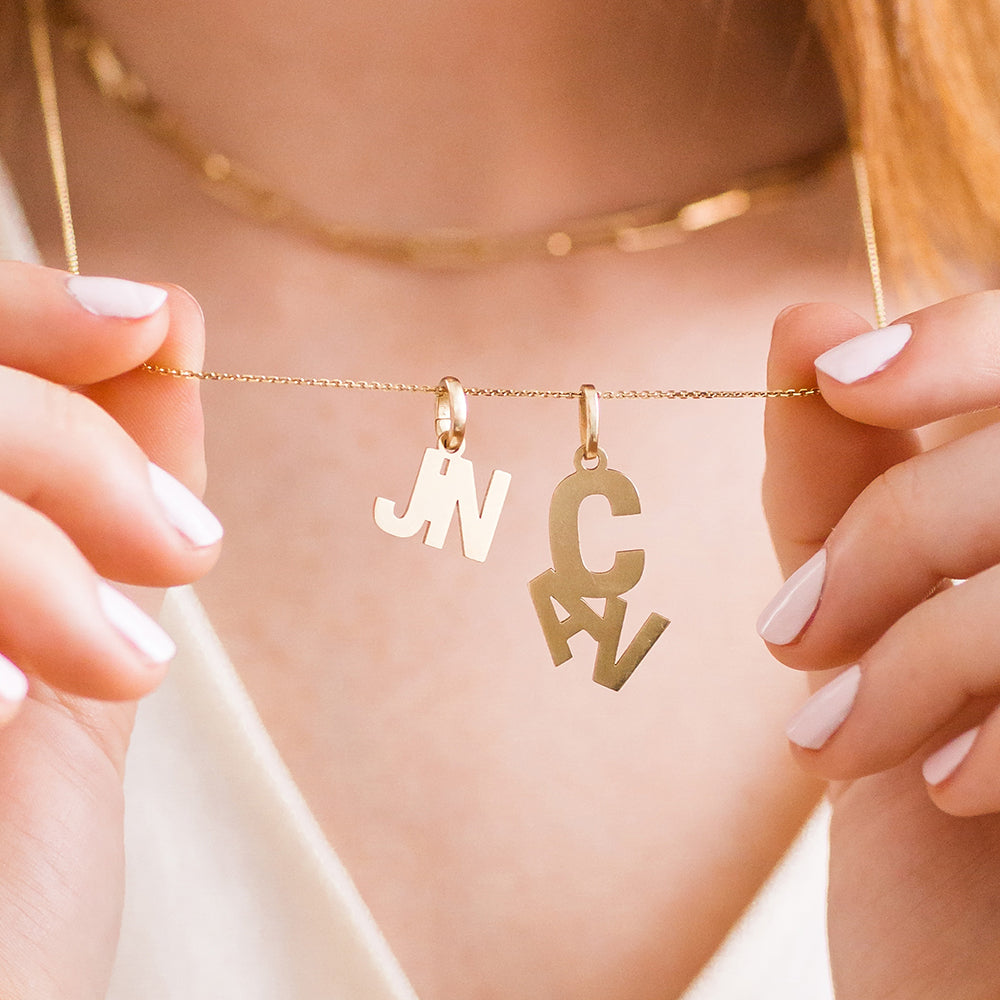 Personalized Falling Letters Charm Necklace