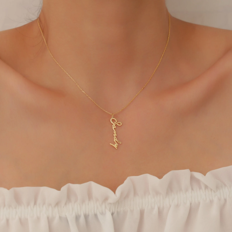Vertical Script Name Necklace - CG3855S,CG3856S,CG3857S