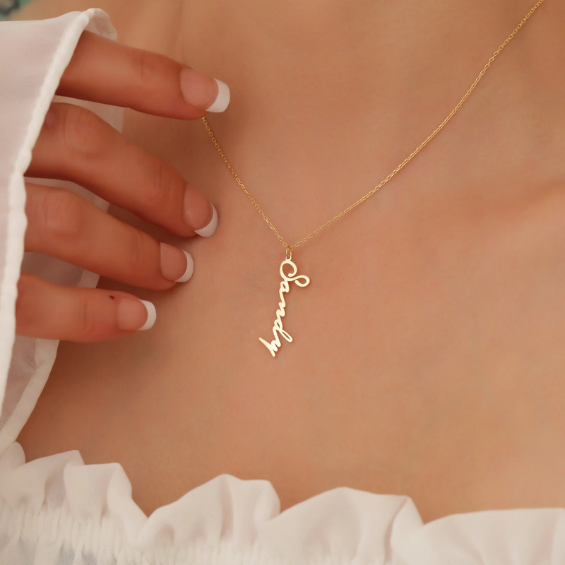 Vertical Script Name Necklace - CG3855S,CG3856S,CG3857S