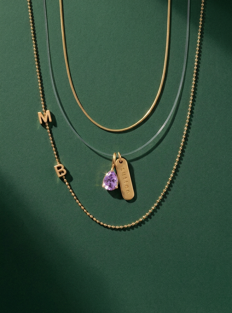 Personalised birthstone and name jewellery