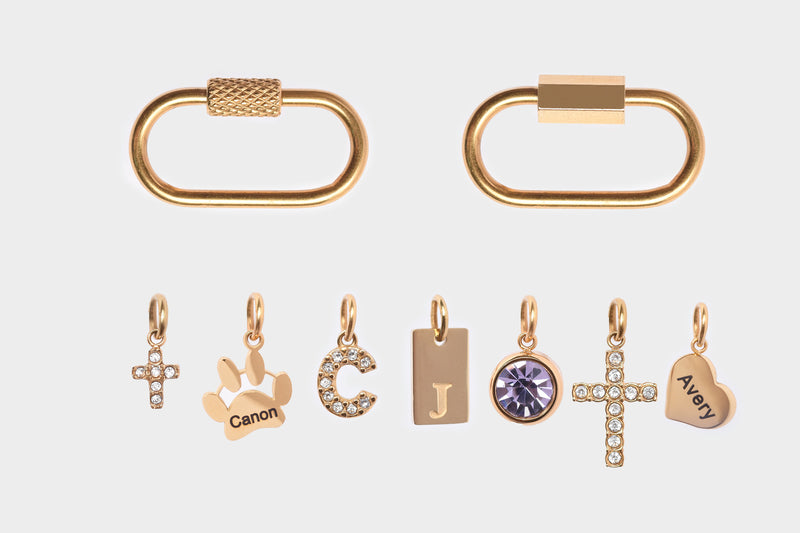Personalized Charm Bracelet with Carabiner - CG3759S,CG3760S,CG3761S,CG3762S,CG3763S,CG3764S