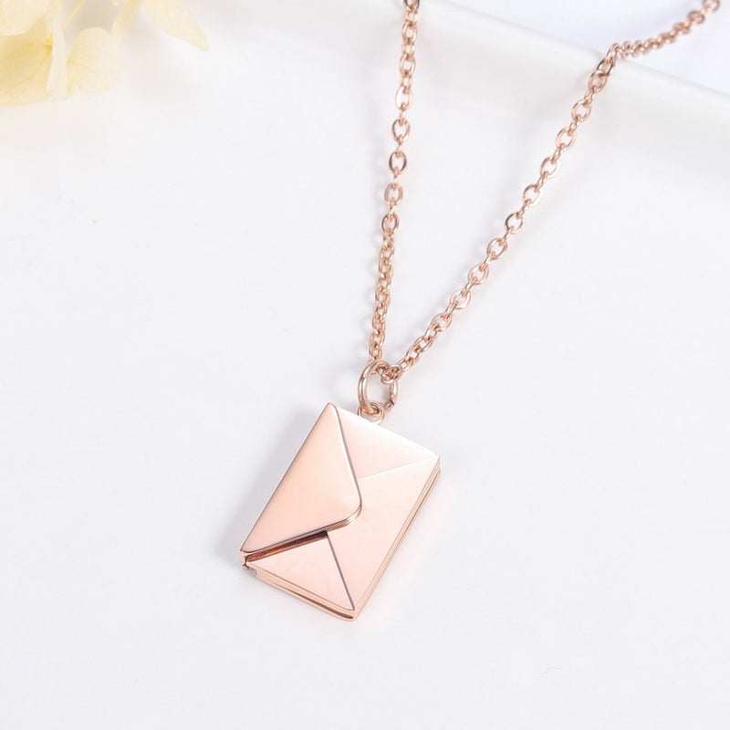 Personalized Envelope Letter Necklace with Real Rose Box - CG4349S