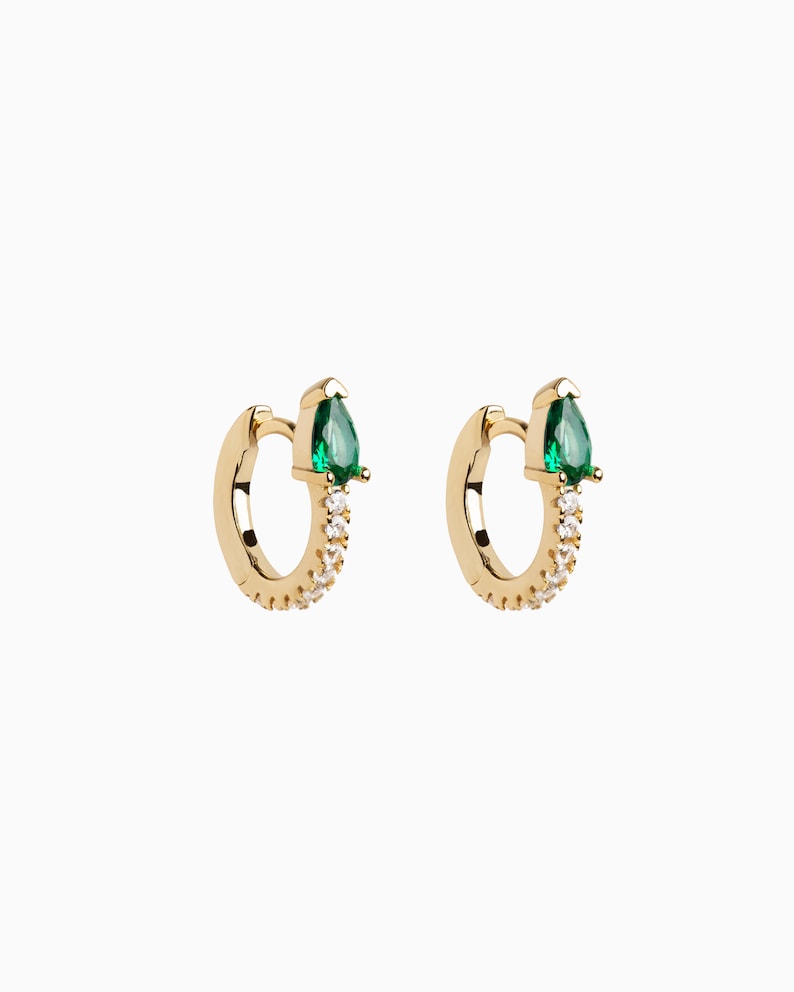 Emerald Huggie Earrings