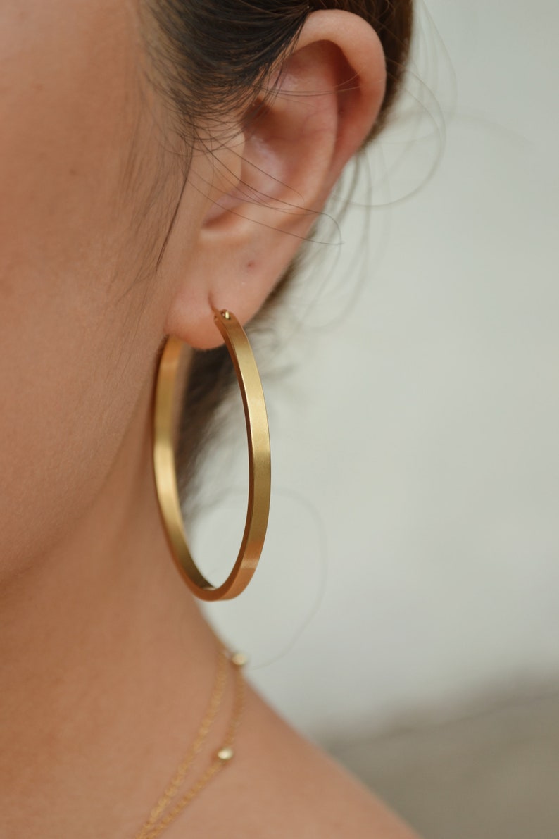 Wide Gold Hoop Earrings