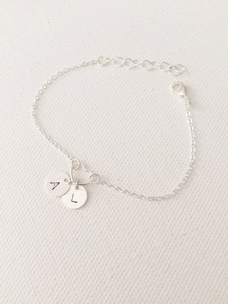 Double Initial Disc Bracelet