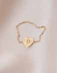 Dainty Heart Initial Chain Ring