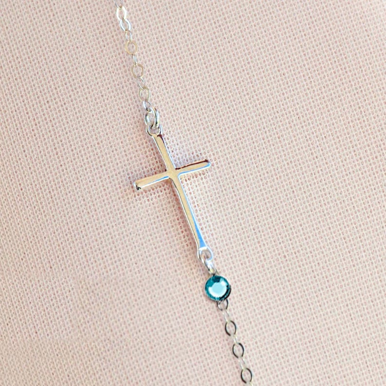 Cross with Birthstone Necklace