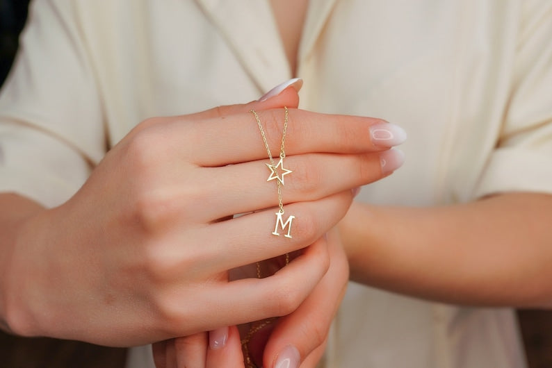 Star with Initial Necklace - CG1939S,CG1941S,CG1943S