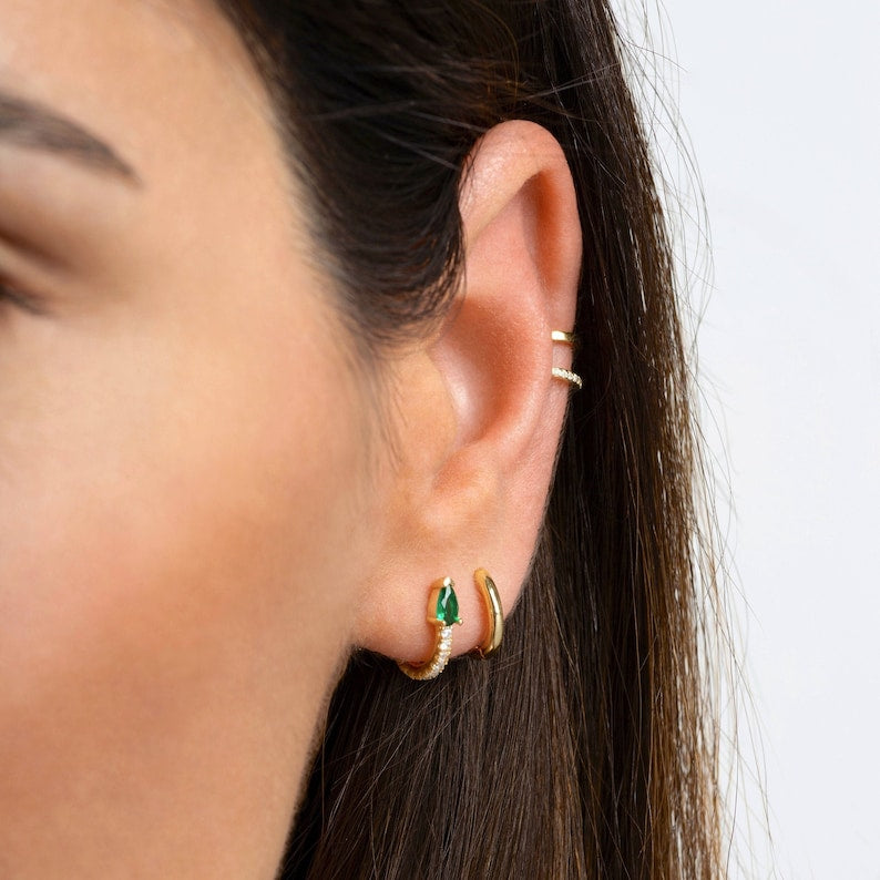 Emerald Huggie Earrings - CG3032S,CG3033S