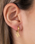 Dainty Initial Dangle Hoop Earrings