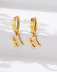 Dainty Initial Dangle Hoop Earrings